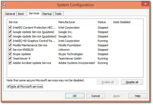 Choose Disable All.