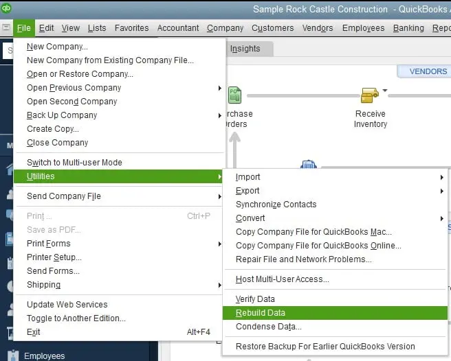 Run the Rebuild Data Utility
