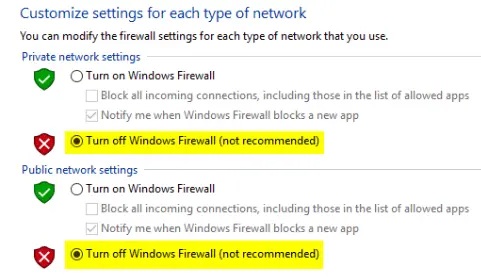 customize setting for each type of network