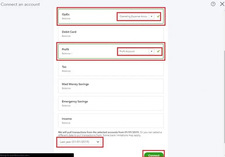 Connect after choosing the account