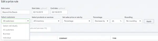 Edit Price Rule
