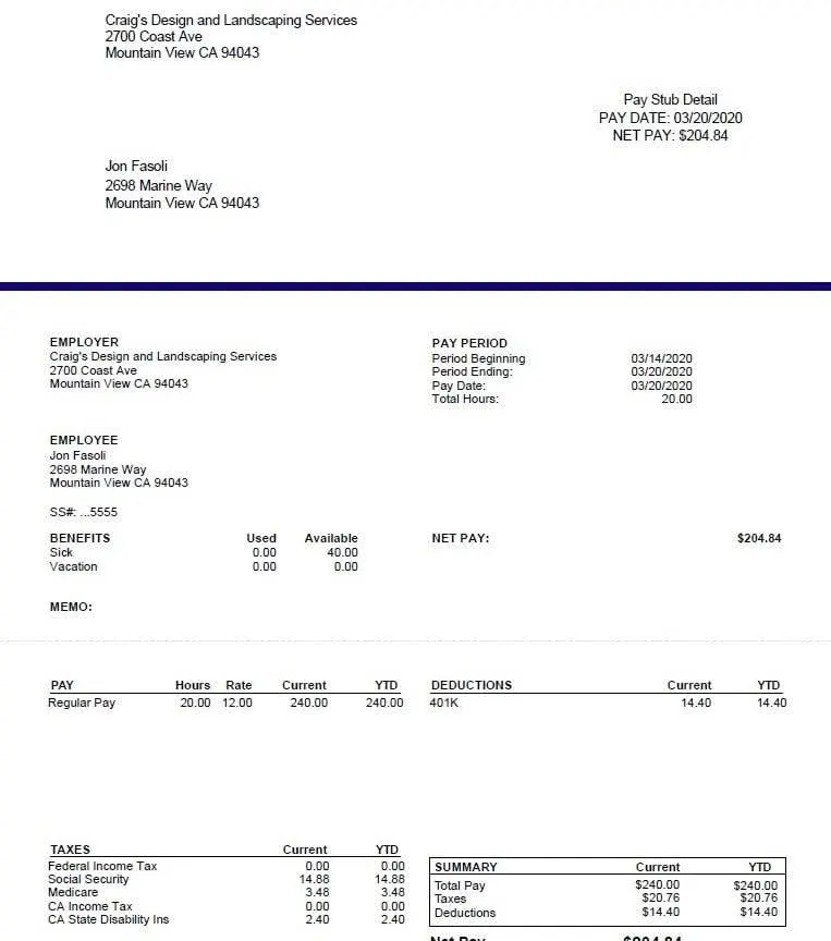 Pay Stubs