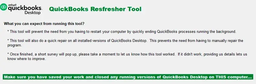 Execute the QuickBooks Refresher Tool
