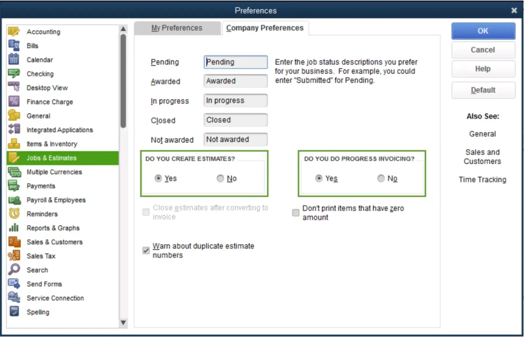 Turn on progress invoicing
