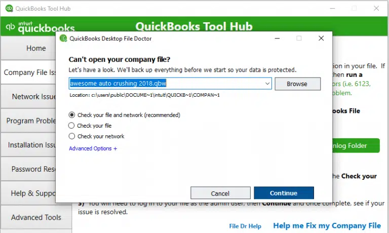 QuickBooks-file-doctor browse company file