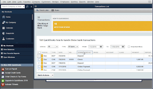 Payee names are displayed