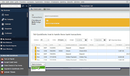 add transactions to the register