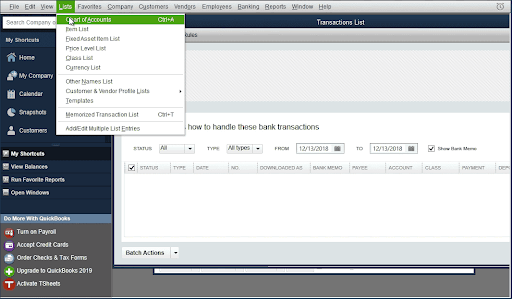 process to import the transactions into QuickBooks