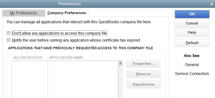 Company Preferences Settings