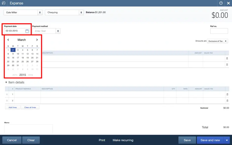 Now you are required to enter the date of purchase in the payment field.