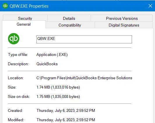 QBW.EXE Properties