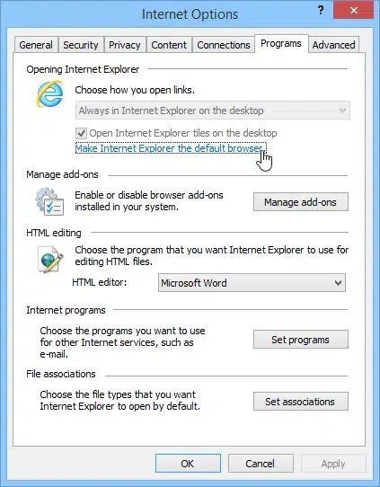 Internet Options