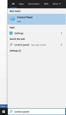Type Control Panel in the Windows Start menu and launch it.