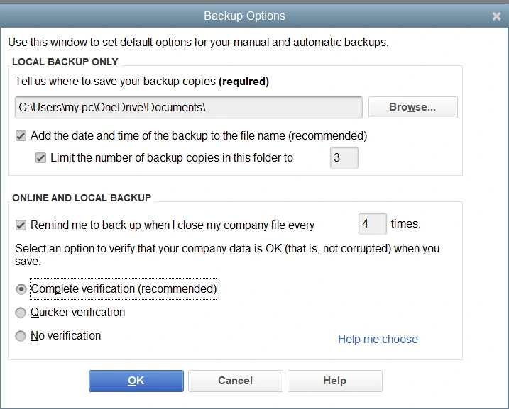Backup Option