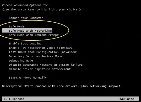 Download the update in safe mode