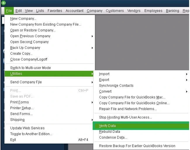 Perform Verify and rebuild Data utility Test