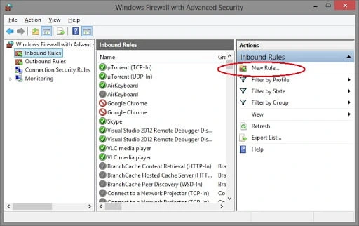 Windows Firewall With Advanced Setting